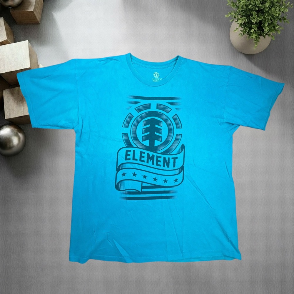 Element Skateboards Graphic T-Shirt XL Blue Organic Cotton Y2K Skater Tee